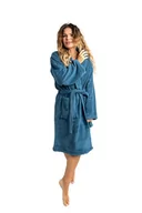 Bielizna nocna - Szlafrok frotte unisex Lama Soft XL granatowy 450 gsm ze 100% bawełny uszlachetnionej wełną lamy Nefretete - miniaturka - grafika 1