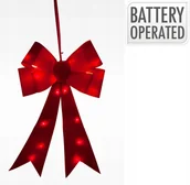 Ozdoby bożonarodzeniowe - KOKARDA DEKORACYJNA 60CM CZERWONA 25 LED - miniaturka - grafika 1