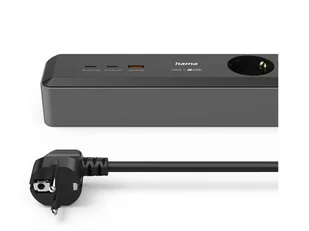 HAMA LISTWA ZASILAJĄCA 3x SCHUKO 1,4M 2xUSB C/A PD 100W - Listwy zasilające - miniaturka - grafika 1