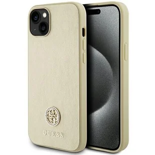 Guess GUHCP15SPS4DGPD iPhone 15 6.1" złoty/gold hardcase Leather 4G Metal Logo Strass - Etui i futerały do telefonów - miniaturka - grafika 1