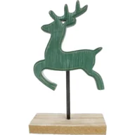 Ozdoby bożonarodzeniowe - Renifer drewniany 15 cm zielony - miniaturka - grafika 1