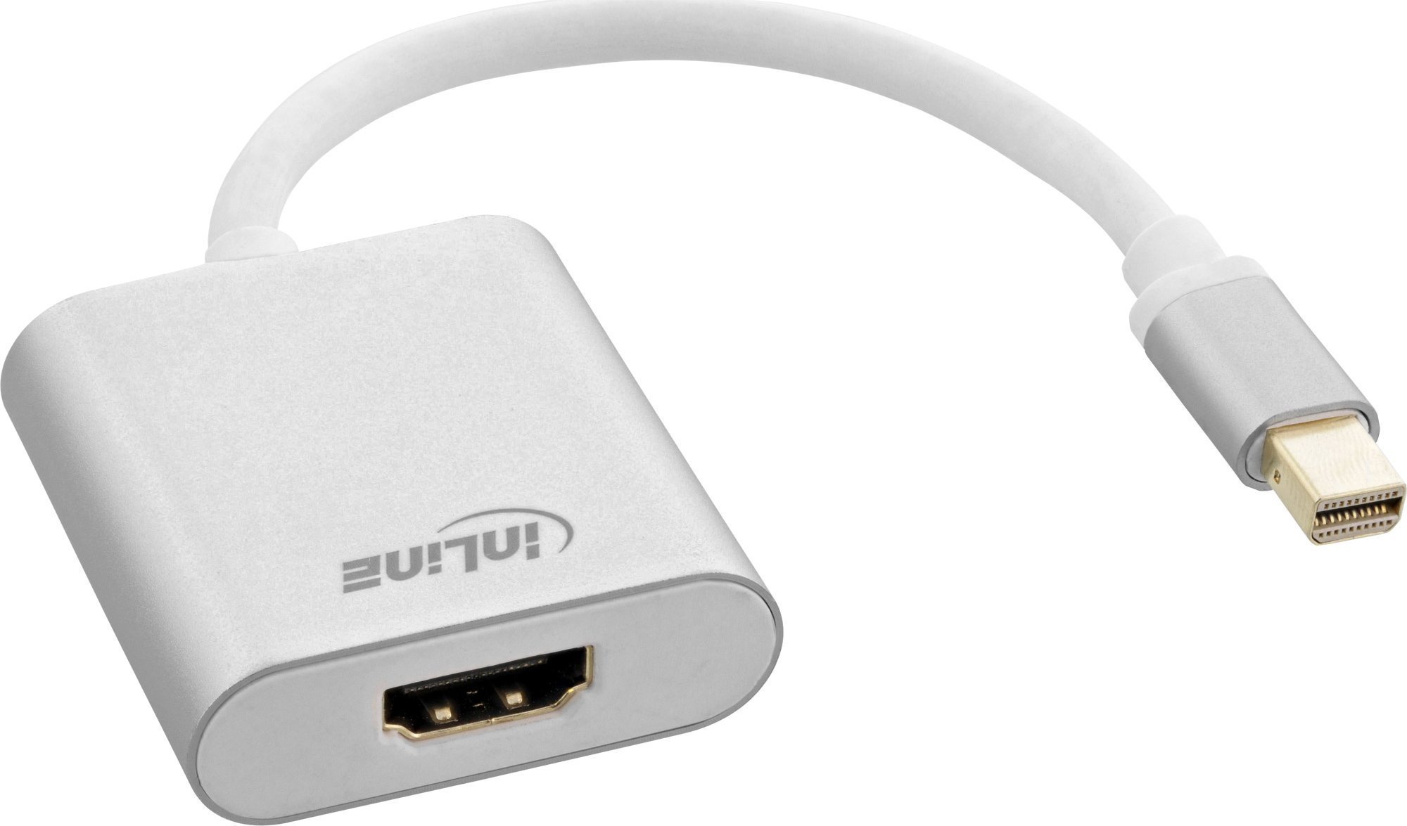 Kabel InLine InLine® Mini DisplayPort HDMI Adaptor Aluminum with Audio, 4K/60Hz, white, 0.15m