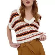 Swetry damskie - Sweter damski Liu Jo Desert Stripes z krótkim rękawem w paski-L - miniaturka - grafika 1