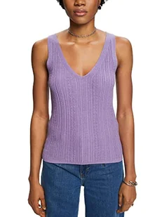 Esprit Collection Dzianinowy top z dekoltem w serek, lawendowy, M - Koszulki i topy damskie - miniaturka - grafika 1