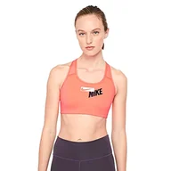 Biustonosze - Nike Damski biustonosz z logo W Nk Swoosh pomarańczowa Bright Mango/Dark Raisin/White l - miniaturka - grafika 1
