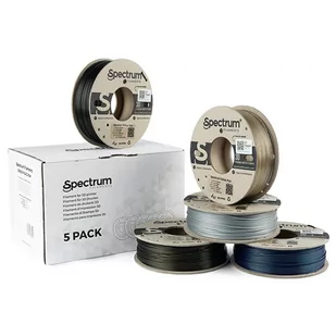 Spectrum 3D filament, PLA Glitter, 1,75mm, 5x250g, 80753, mix Aurora Gold, Volcano Grey, Silver Metallic, Clear Gold, Stardust Blu - Filamenty i akcesoria do drukarek 3D - miniaturka - grafika 1