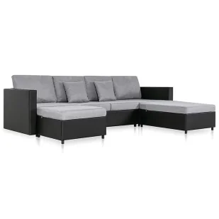 4-osobowa rozkładana czarna sofa z jasnoszarymi poduszkami - Umika 4Q - Sofy i kanapy - miniaturka - grafika 1