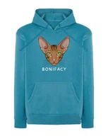 Bluzy męskie - Bluza z kapturem Orientalny Brązowy Personalizowana Kot Jasnoniebieski M - miniaturka - grafika 1