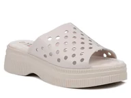 Klapki i japonki damskie - Klapki damskie na platformie S.Barski LR51-537 beżowe skórzane ażurowe-36 - miniaturka - grafika 1