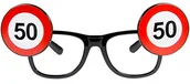 Gadżety dla niej i dla niego - Folat Okulary party, "Urodziny 50 Traffic Birthday", czarne - miniaturka - grafika 1