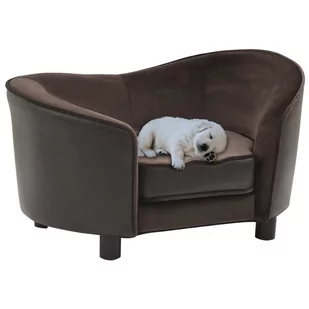 Vidaxl Sofa dla psa, brązowa, 69x49x40 cm, plusz i sztuczna skóra - Legowiska dla psów - miniaturka - grafika 1