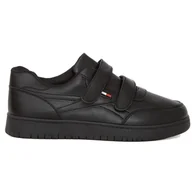Trampki męskie - Buty Trampki Męskie Czarne Na Rzepy Sneakersy Modne Wygodne Skórzane Sportowe Stylowe 46 - miniaturka - grafika 1