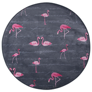 Dywany - Beliani Dywan okrągły we flamingi 120 cm szary KERTE - miniaturka - grafika 1