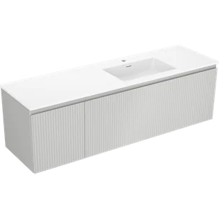 Mexen Rivel szafka łazienkowa 160 cm z umywalką Otis prawą, 1S, 1D, ryflowana, szara mat/biała mat - 91A23-16047-3-BBFF62-W18P01 - Szafki łazienkowe - miniaturka - grafika 1