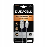 Kable USB - DURACELL 2M Biały Nylonowy Kabel USB-A / Lightning(iPhone) - miniaturka - grafika 1