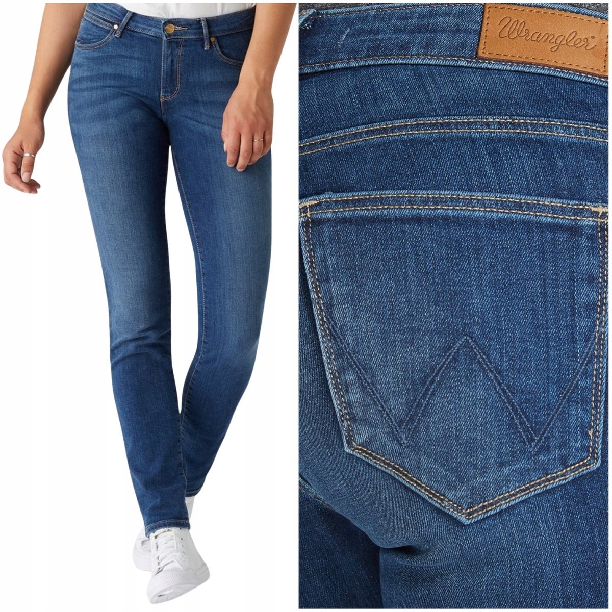 Wrangler SLIM Authentic Blue proste damskie spodnie jeansowe W30 L32