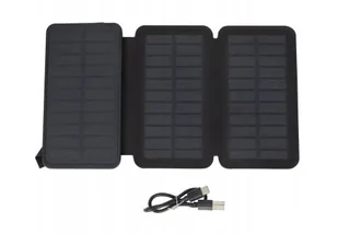 Powerbank Solarny, Baterie Słoneczne 8000 mAh, Przenośny, Czarny, Kabel USB-C - Powerbanki - miniaturka - grafika 1
