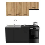 Meble kuchenne - Zestaw Mebli Kuchennych Presto 170 Cm Płyta Laminowana Czarny/Dąb Evoke - miniaturka - grafika 1