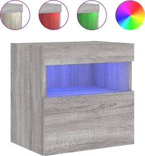 vidaXL Ścienna szafka pod telewizor z oświetleniem LED Szara Sonoma 40x30x40 cm - Szafki RTV - miniaturka - grafika 1