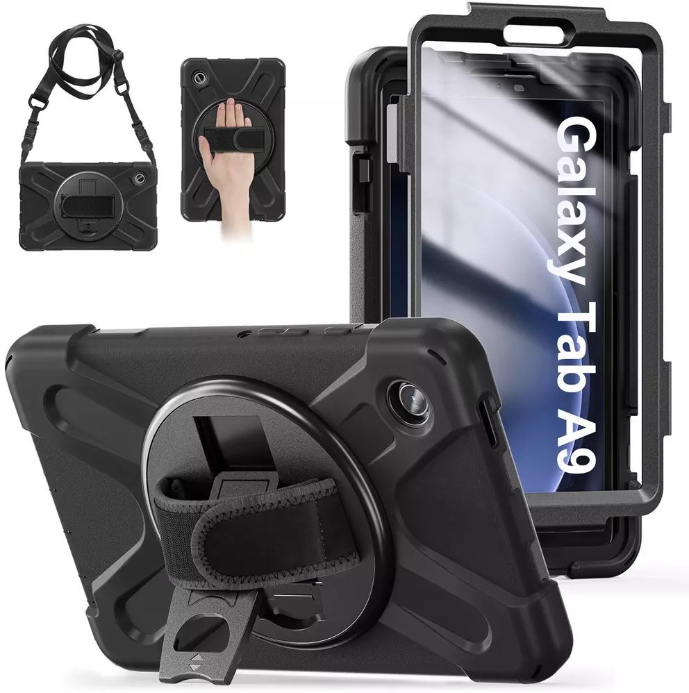 Etui na tablet 4kom.pl Etui pancerne Shockproof do Samsung Galaxy Tab A9 8,7 2023 X110 / X115, czarne