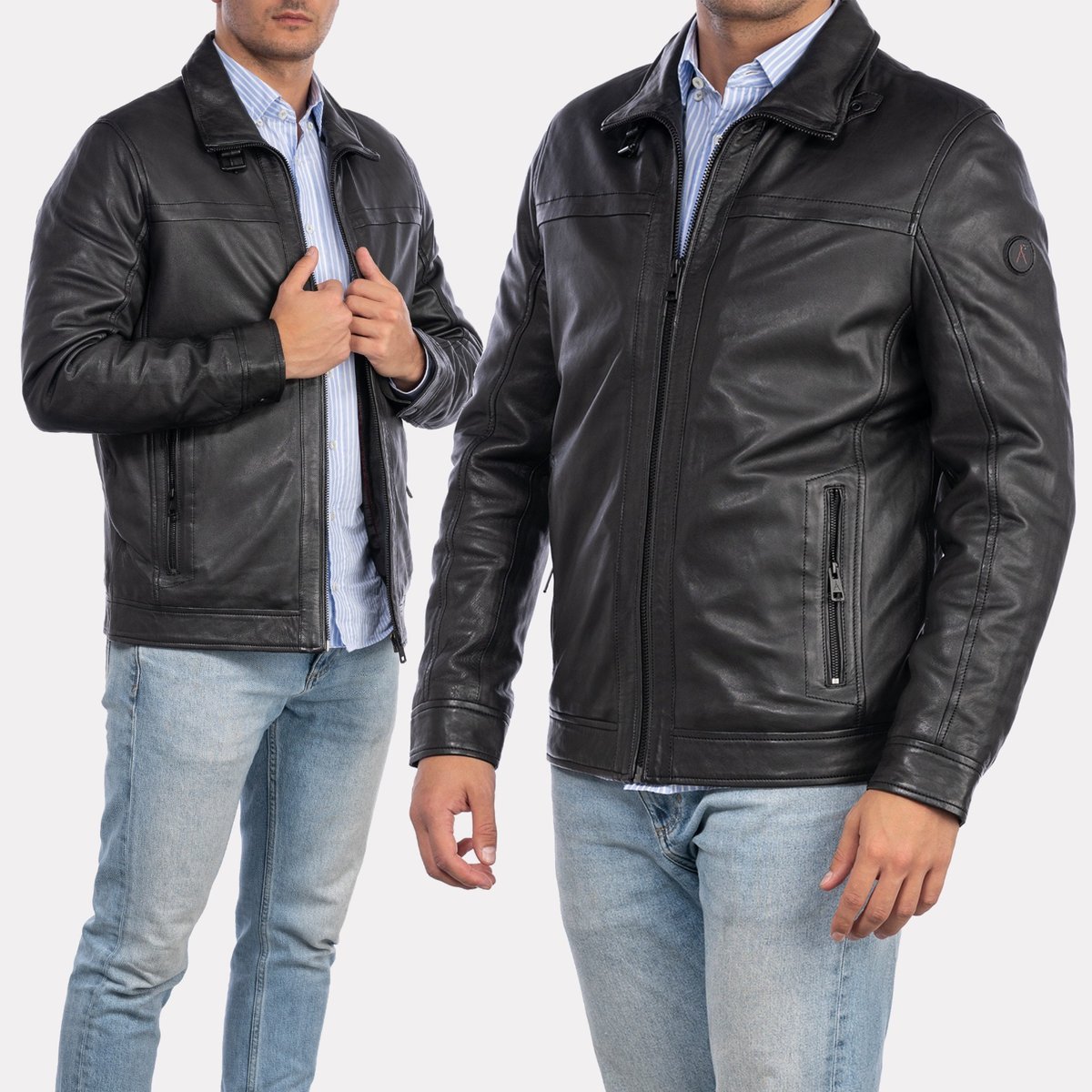 Kurtka Męska DONDERS Skóra naturalna Czarna 52556 Czarny 3XL