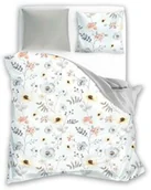 Pościel - Faro Pościel satynowa 160x200 Elegant 011 biała beżowa kwiaty dwustronna S 23 - miniaturka - grafika 1