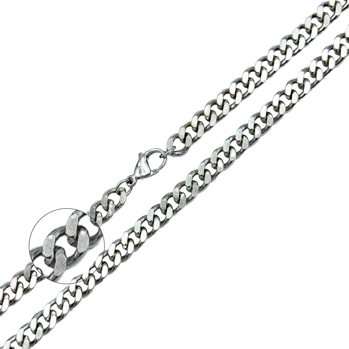 Łańcuszek Męski Srebrny Gruba Pancerka 50cm / 7mm - Stal chirurgiczna