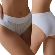 Majtki damskie - Majtki Damskie Figi Maxi Wyszczuplające Wygodne z Wysokim Stanem Białe 4XL - miniaturka - grafika 1
