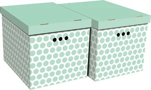 Pudło dekoracyjne XL kropki zielone 2 szt. - Pudła i pojemniki do przechowywania - miniaturka - grafika 1