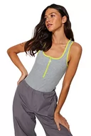 Body - Trendyol Damskie body z dzianiny w kolorowe bloki, szary melanż, S - miniaturka - grafika 1