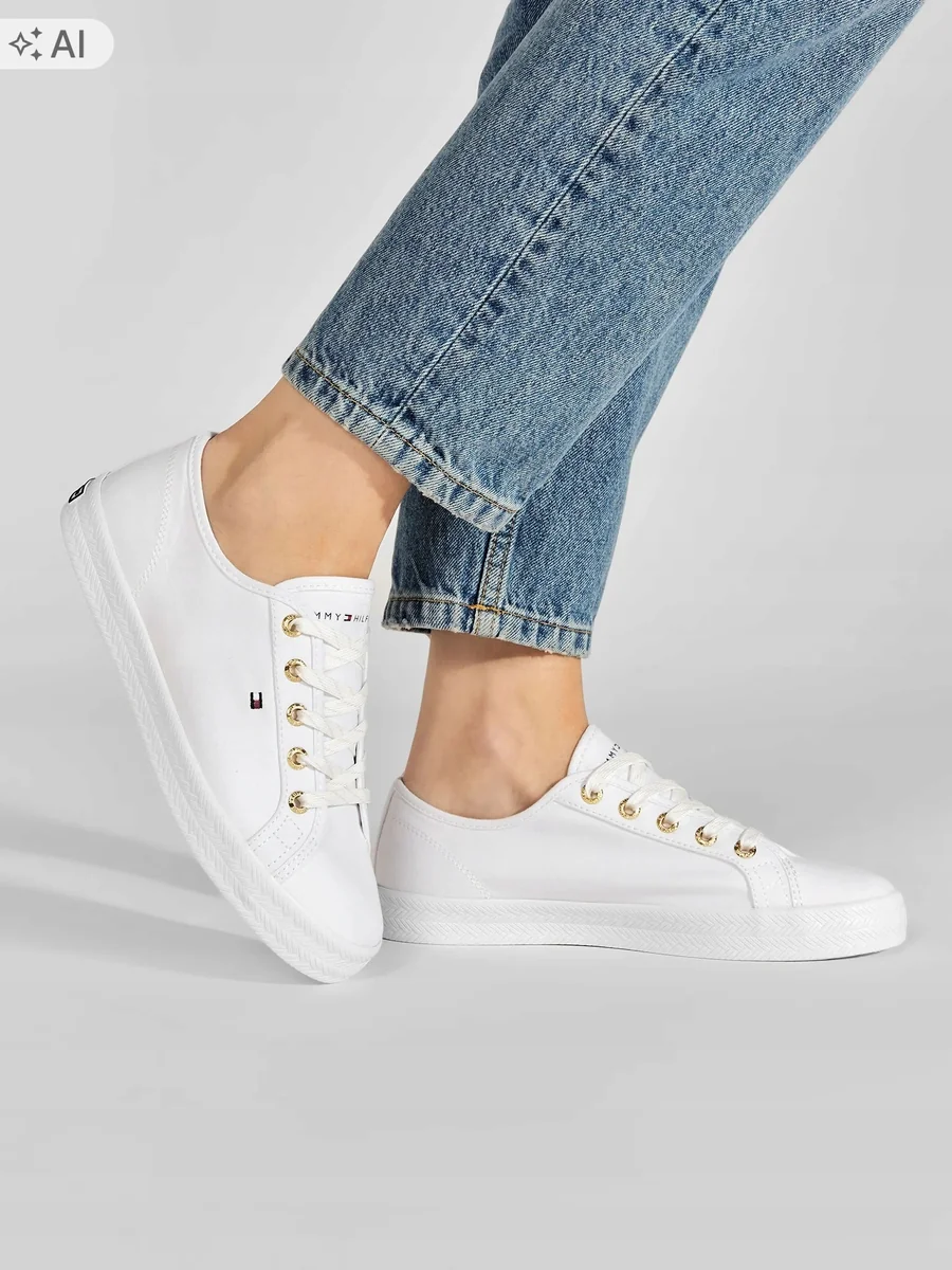TOMMY HILFIGER DAMSKIE TRAMPKI BIAŁE SZNUROWANE NISKIE 42 16PA