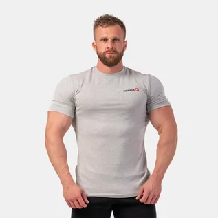Koszulki sportowe męskie - NEBBIA Męska koszulka Minimalist Logo Light Grey XL - grafika 1