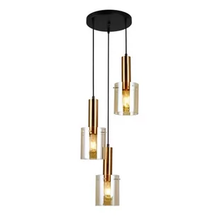 Italux Wisząca LAMPA skandynawska SARDO PND-5581-3A-BRO+AMB loftowa OPRAWA szklany ZWIS tuby kaskada mosiądz bursztynowa - Lampy sufitowe - miniaturka - grafika 1