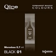 Pozostałe akcesoria kosmetyczne - Jednorazowy pigment do makijażu permanentnego Bioevolution Black 01 Qline Pro 0,7ml monodose - miniaturka - grafika 1