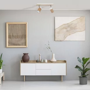 Milagro MLP9008 Baron White 2x8W Plafon biały/drewno - Lampy sufitowe - miniaturka - grafika 2