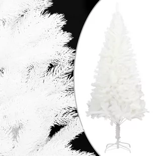 vidaXL Sztuczna choinka ze stojakiem, biała, 210 cm, PE - Choinki - miniaturka - grafika 1