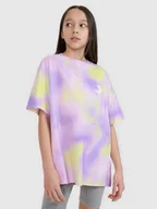 Koszulki dla dziewczynek - 4F T-shirt oversize z nadrukiem dziewczęcy - fioletowy 146 (10-11 lat) - miniaturka - grafika 1