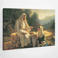 Ikony i obrazy sakralne - Dobra samarytanka z Jezusem - obraz polycanvas, 60x40 - miniaturka - grafika 1
