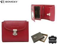 Portfele - Rovicky Mały, Skórzany Portfel Damski Na Zatrzask - miniaturka - grafika 1