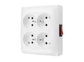 Gniazdka elektryczne - KONTAKT ACGZN4W1/11 SIMON AQUACLICK Gniazdo wtyczkowe natynkowe 4-krotne z/u i wyłącznikiem - miniaturka - grafika 1