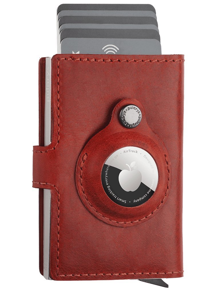 Portfel Easy Wallet For Airtag Wykonany Z Garbowanej Skóry Nomad Czerwony