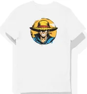 Koszulki męskie - Koszulka męska biała z motywem Luffy w żółtym kapeluszu S - miniaturka - grafika 1