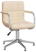 Fotele i krzesła biurowe - Kremowe krzesło biurowe tapicerowane z podokietnikami - Lonja - miniaturka - grafika 1