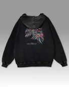 Bluzy damskie - Bluza oversize z kapturem Horse Girl Kolorowy Koń Sprana Czarny L - miniaturka - grafika 1