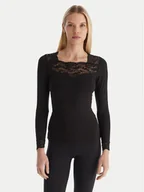 Bluzki damskie - Ysabel Mora Bluzka 70005 Czarny Slim Fit - miniaturka - grafika 1