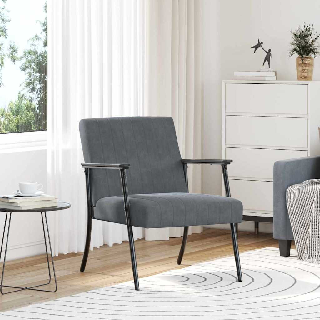 vidaXL fotel Ciemnoszary 59 x 75 x 78 cm Aksamit