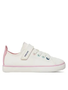 Geox Trampki J Gisli Girl J454NA 00010 C1000 S Biały - Buty dla dziewczynek - miniaturka - grafika 1