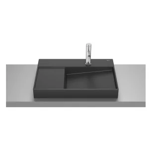 ROCA A32727408B HORIZON Umywalka nablatowa VIEW 60x42 cm z otworem na bateri? CZARNY MAT - Umywalki - miniaturka - grafika 1