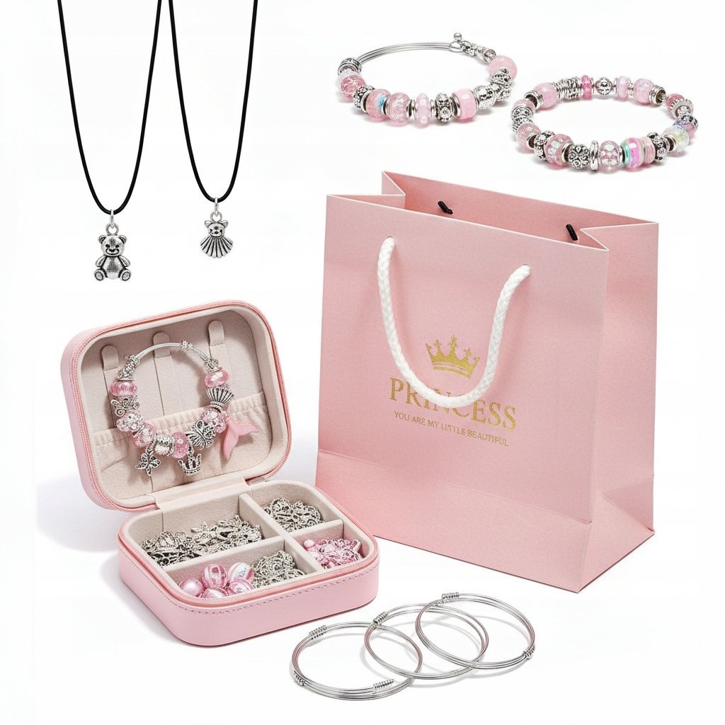 ZESTAW DO ROBIENIA BRANSOLETEK ZAWIESZKI KORALIKI PREZENT TORBA DUŻY DIY