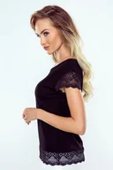 Bluzki damskie - Eldar Suzette bluzka z koronką czarna S - miniaturka - grafika 1